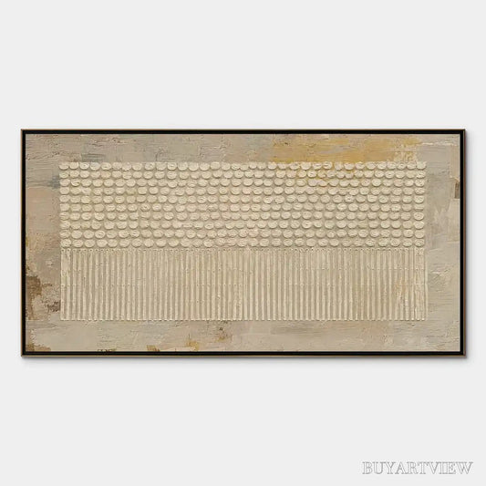 BUYARTVIEW Desert Beads – Neutral Dot Texture Panoramic Painting - image 1