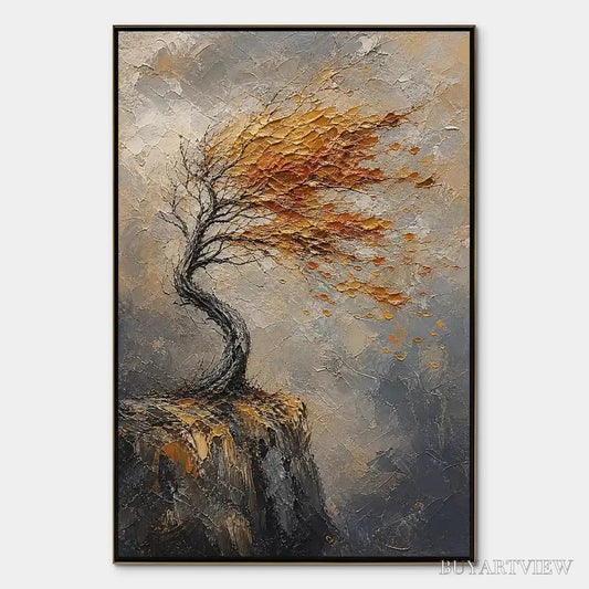BUYARTVIEW Windfall Tree – Windswept Autumn Tree Painting - image 1