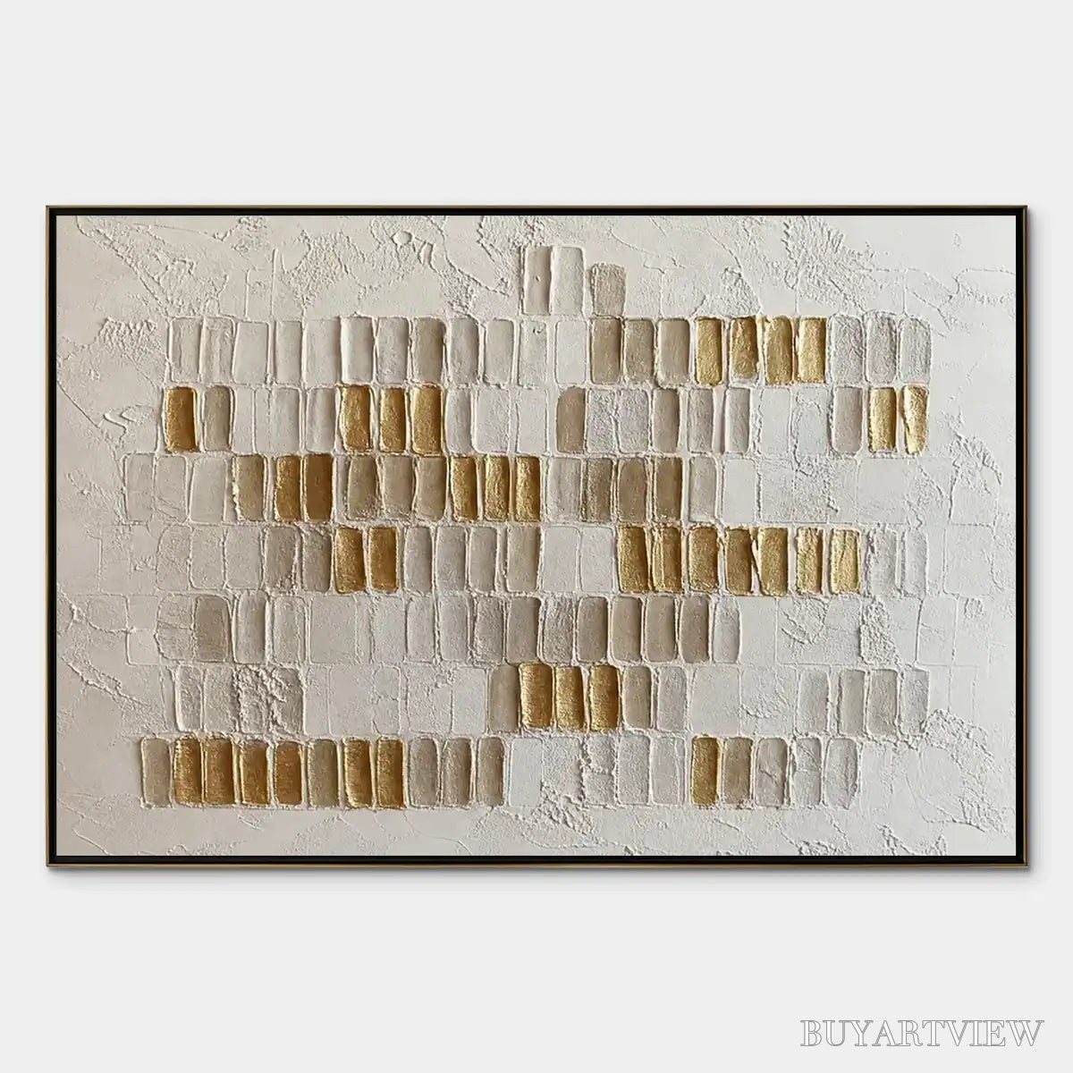 BUYARTVIEW Ivory Halo – White Gold Relief Texture Abstract - image 1