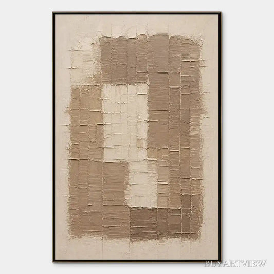 BUYARTVIEW Carved Sand – Beige Relief Texture Vertical Painting - image 1