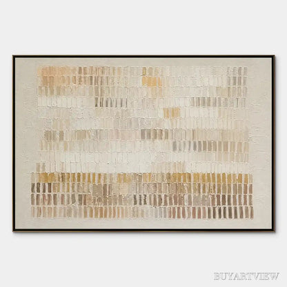 BUYARTVIEW Sandline Horizon – Beige Linear Texture Horizontal Abstract - image 1