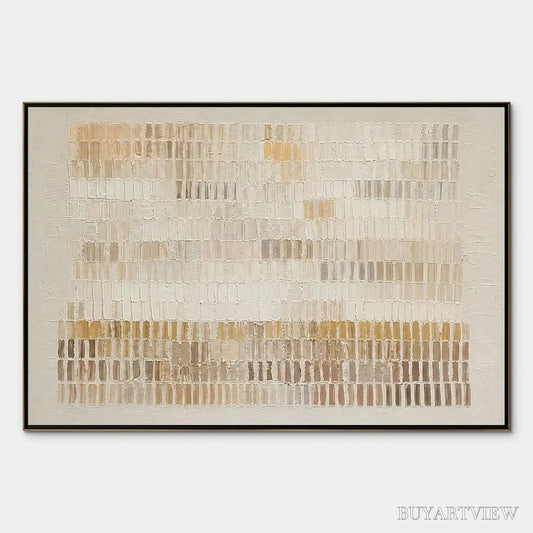 BUYARTVIEW Sandline Horizon – Beige Linear Texture Horizontal Abstract - image 1