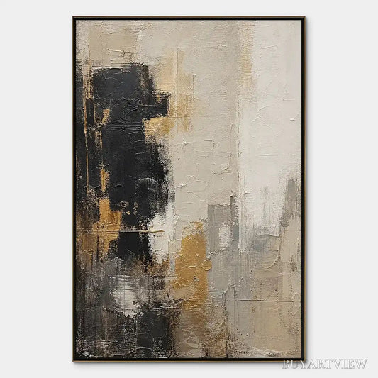 BUYARTVIEW Gilded Contrast – Black White Gold Abstract Painting - image 1