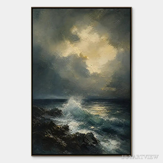 BUYARTVIEW Storm Tide – Stormy Ocean Seascape Painting - image 1