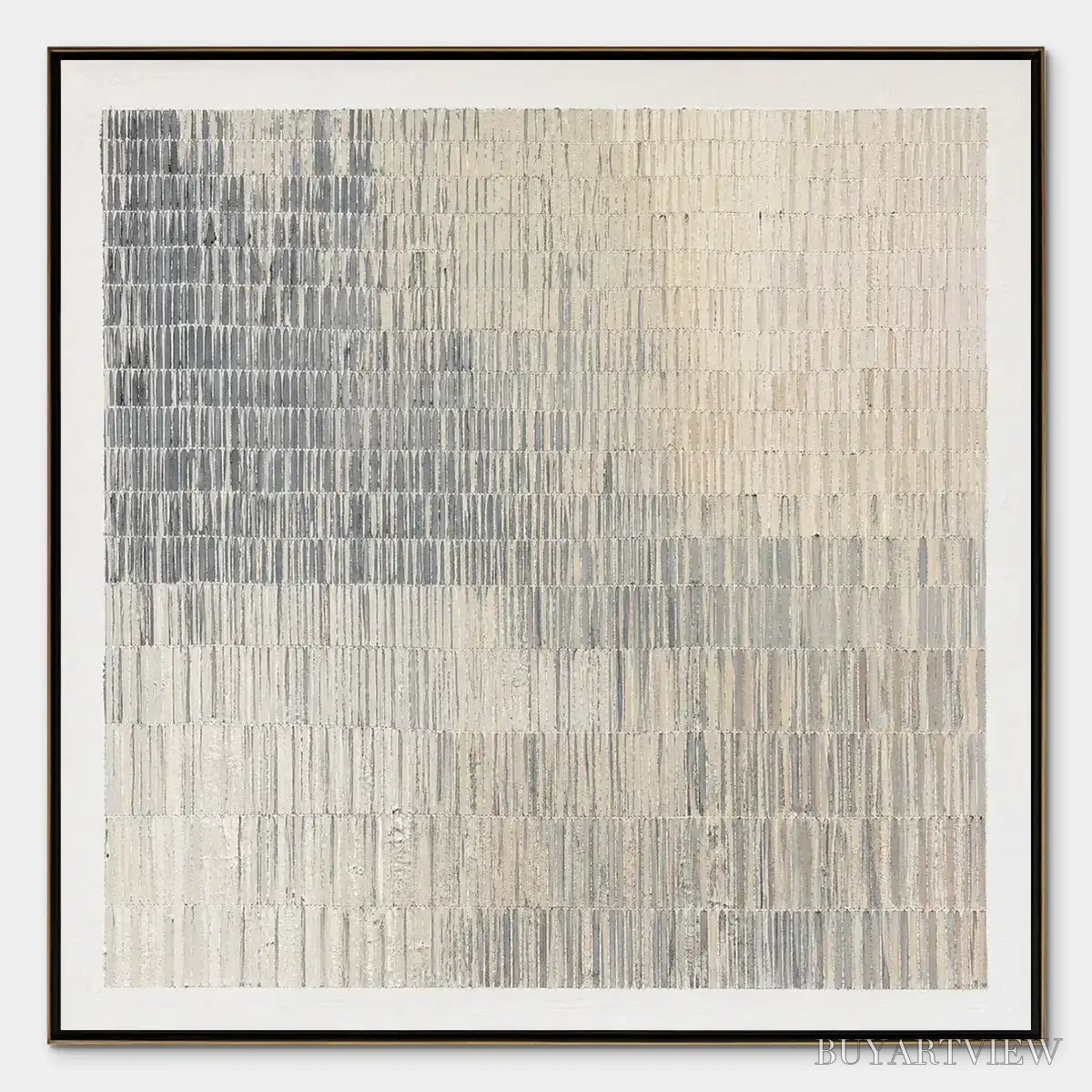 BUYARTVIEW Grey Line Calm – Grey White Linear Texture Abstract - image 1