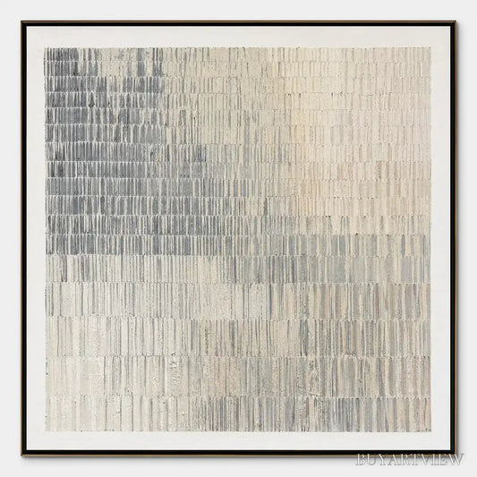 BUYARTVIEW Grey Line Calm – Grey White Linear Texture Abstract - image 1