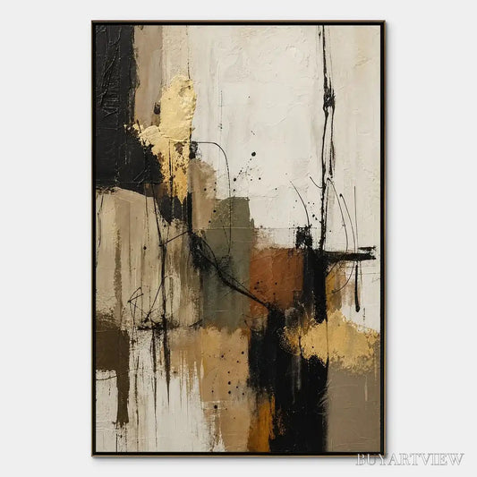 BUYARTVIEW Gold Thread – Black Gold Linear Abstract - image 1