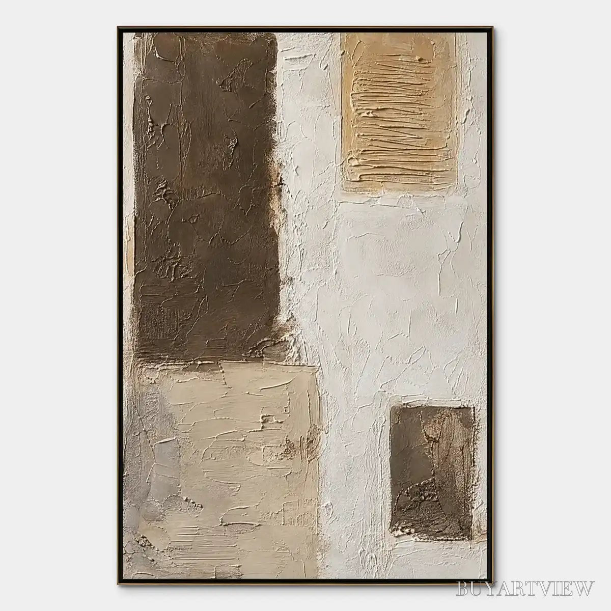 BUYARTVIEW Quiet Blocks – Neutral Block Texture Abstract - image 1