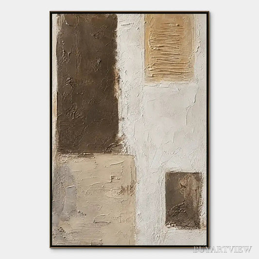 BUYARTVIEW Quiet Blocks – Neutral Block Texture Abstract - image 1