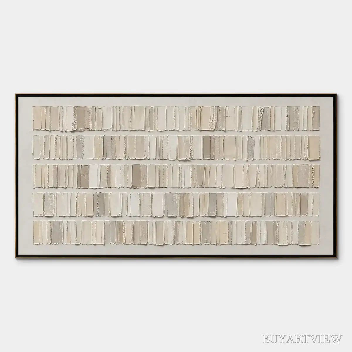 BUYARTVIEW White Current – White Horizontal Texture - image 1