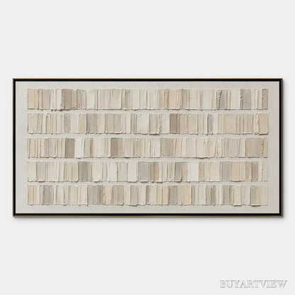 BUYARTVIEW White Current – White Horizontal Texture - image 1