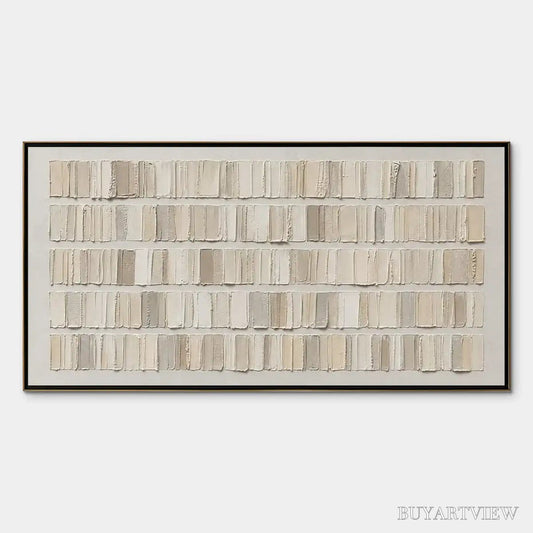 BUYARTVIEW White Current – White Horizontal Texture - image 1