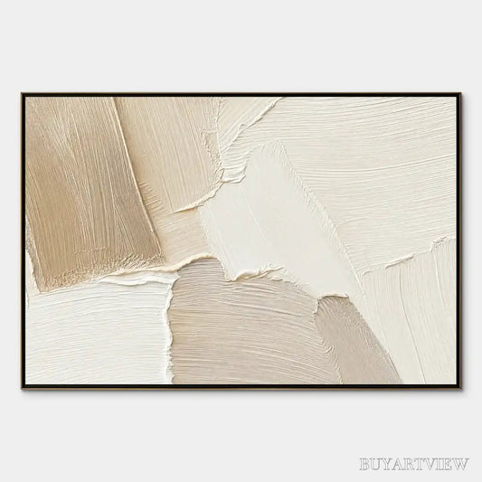 BUYARTVIEW Cream Terrain – Cream Beige Texture Abstract - image 1