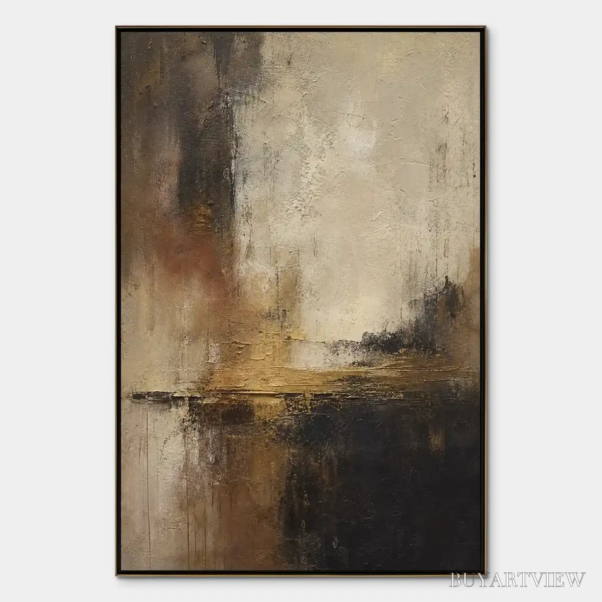 BUYARTVIEW Blackwater Glow – Dark Lake Abstract Landscape - image 1