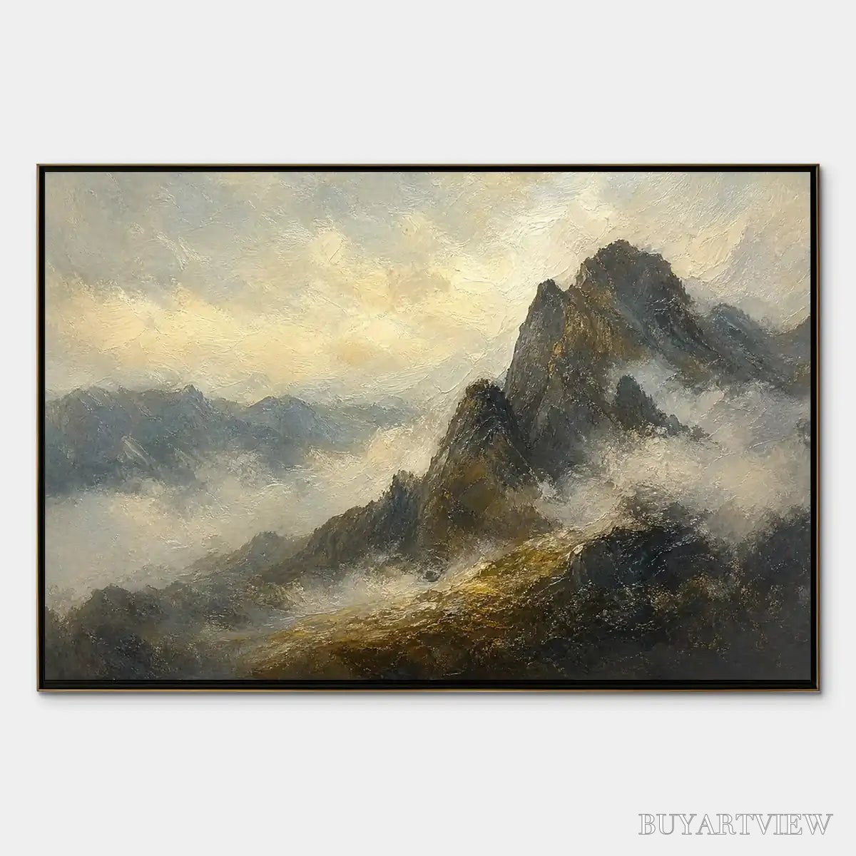 BUYARTVIEW Silver Ridge – Moody Mountain Landscape Painting - image 1