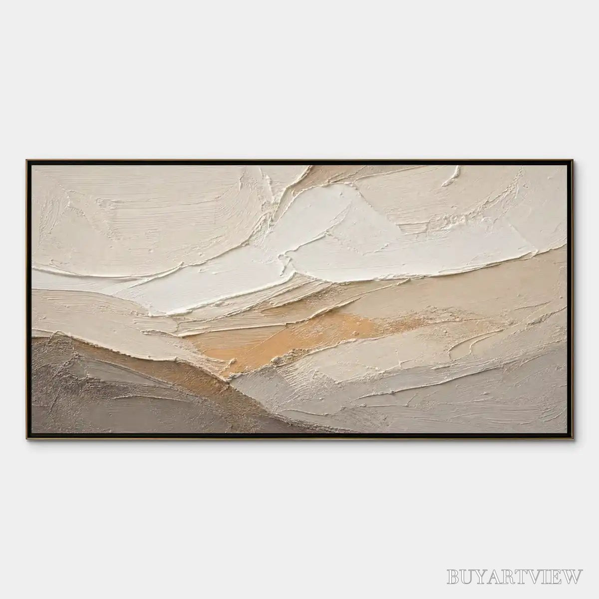 BUYARTVIEW Pale Ridge – Beige White Mountain Abstract - image 1