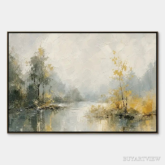 BUYARTVIEW Forest Veil – Misty Forest Lake Painting - image 1