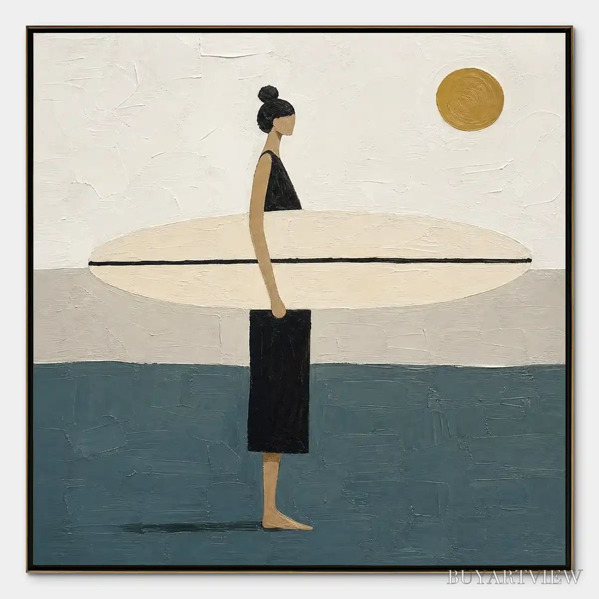 BUYARTVIEW Quiet Shore – Minimalist Surfer - image 1