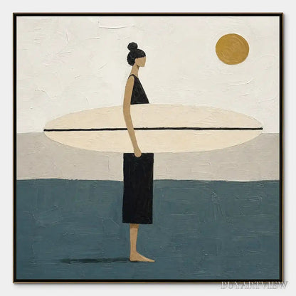 BUYARTVIEW Quiet Shore – Minimalist Surfer - image 1