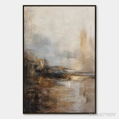 BUYARTVIEW Mist Over Lake – Misty Abstract Lake Painting - image 1