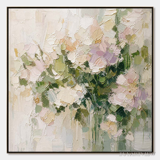 BUYARTVIEW Garden Reverie Square Floral Impasto Oil Painting - image 1