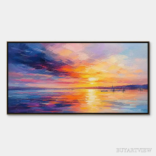 BUYARTVIEW Violet Sunset – Sunset Ocean Seascape Painting - image 1
