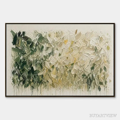 BUYARTVIEW White Herbarium – White Botanical Abstract Painting - image 1