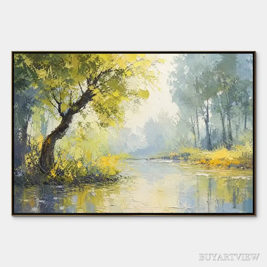 BUYARTVIEW Green Haven – Green Forest Lake Painting - image 1