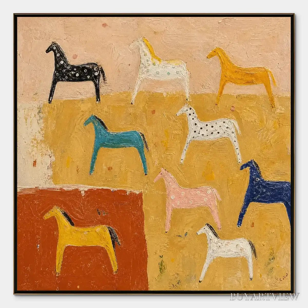 BUYARTVIEW Joyful Horse – Colorful Horse Pattern Painting - image 1
