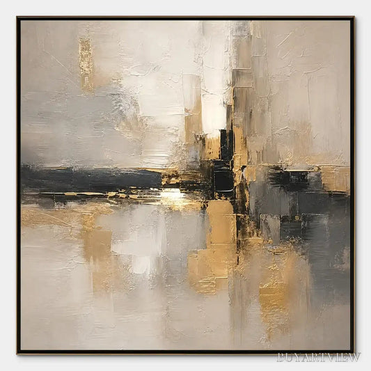 BUYARTVIEW Golden Haze – Golden Mist Abstract Landscape - image 1