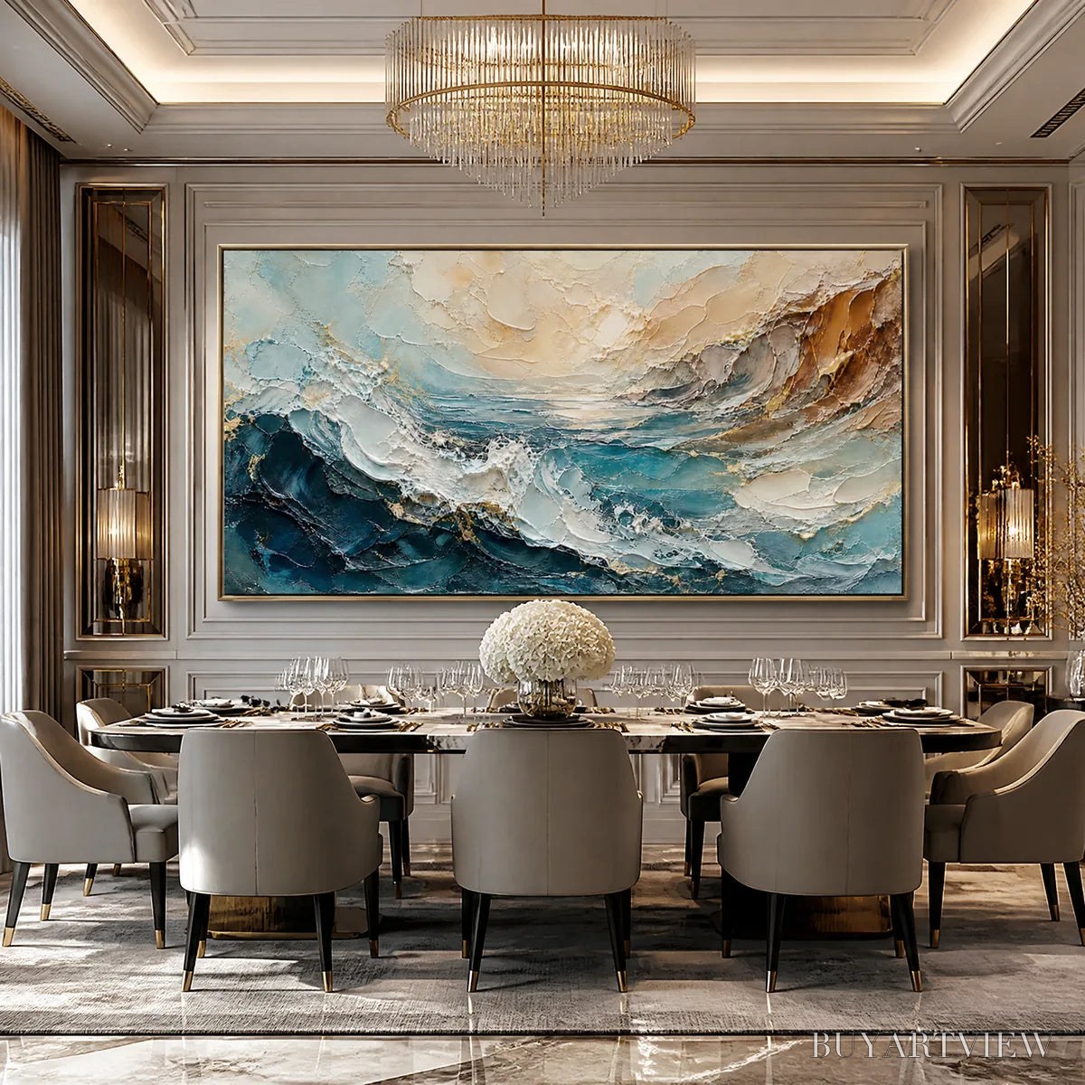 BUYARTVIEW Turquoise Rush – Turquoise Ocean Wave Painting - image 2