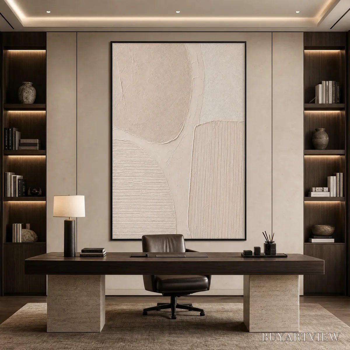 BUYARTVIEW Earthen Forms – Large Textured Wabi-Sabi Abstract Painting - image 2