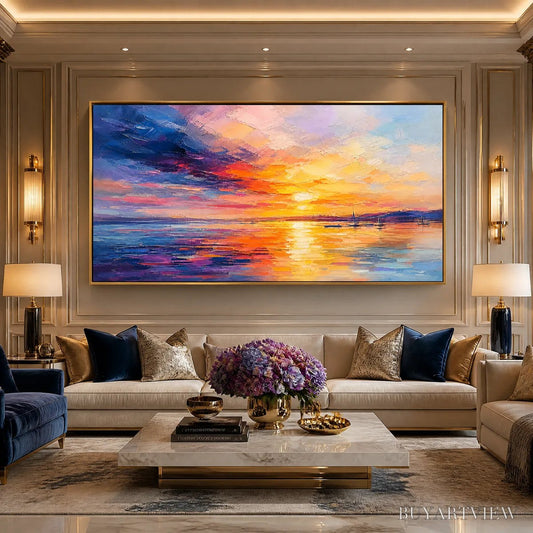 BUYARTVIEW Violet Sunset – Sunset Ocean Seascape Painting - image 2