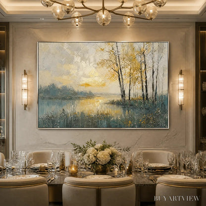 BUYARTVIEW Golden Birch Lake – Golden Lake Birch Landscape - image 2