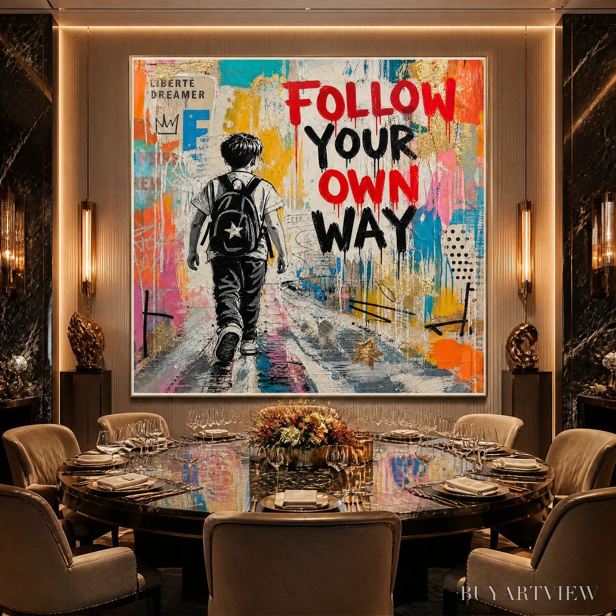 BUYARTVIEW City Courage – Urban Pop Art Inspirational Painting - image 2