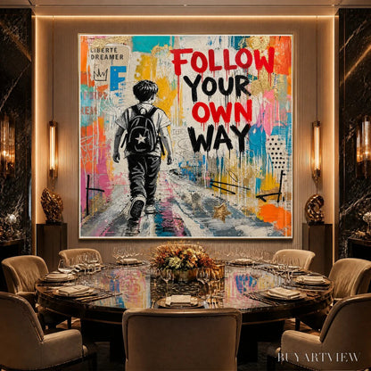 BUYARTVIEW City Courage – Urban Pop Art Inspirational Painting - image 2