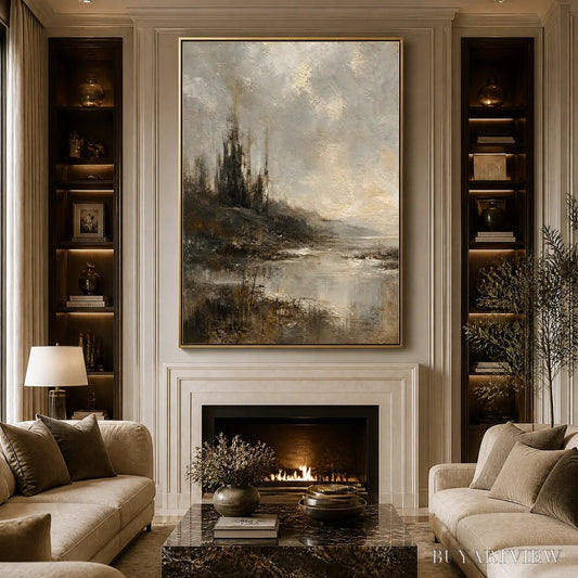 BUYARTVIEW Tarnished Lake – Moody Lake Landscape Painting - image 2