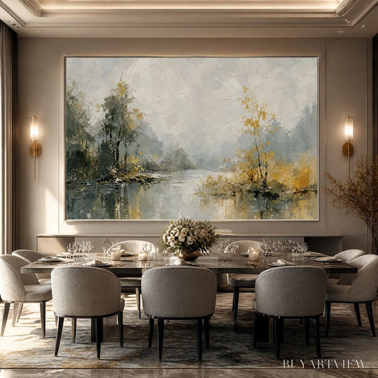 BUYARTVIEW Forest Veil – Misty Forest Lake Painting - image 2