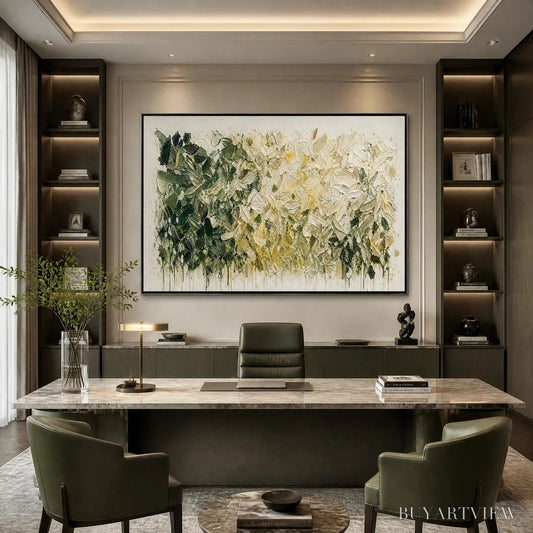 BUYARTVIEW White Herbarium – White Botanical Abstract Painting - image 2
