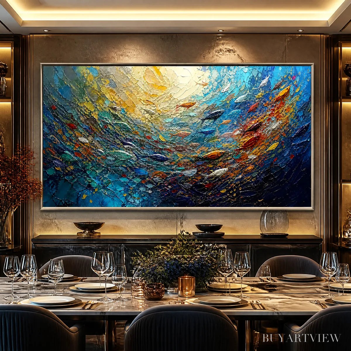 BUYARTVIEW Deep Tide – Deep Blue Abstract Ocean Painting - image 2
