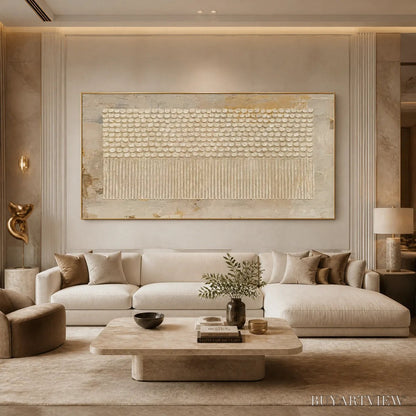 BUYARTVIEW Desert Beads – Neutral Dot Texture Panoramic Painting - image 2