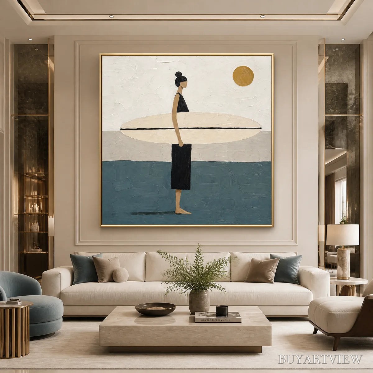 BUYARTVIEW Quiet Shore – Minimalist Surfer - image 2