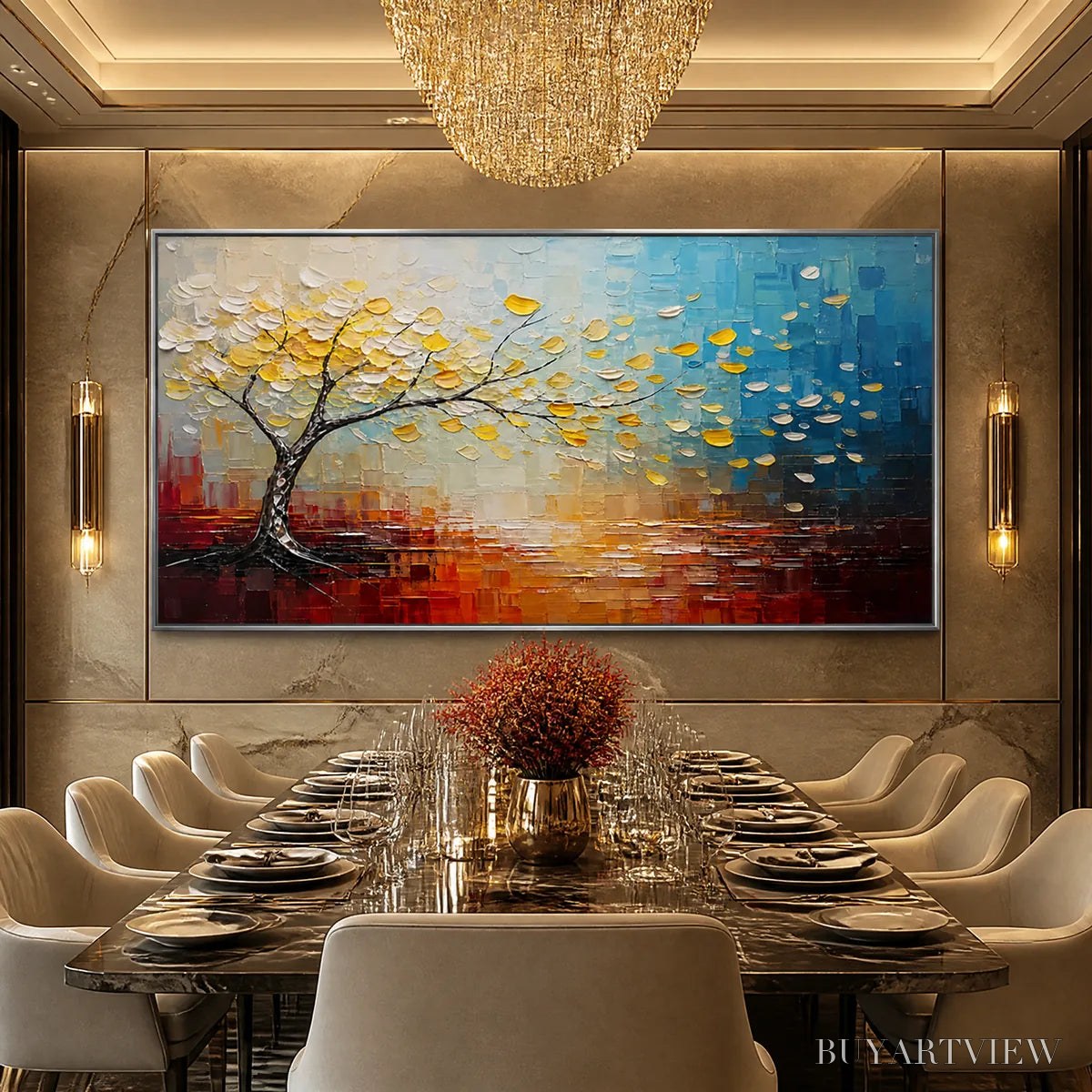 BUYARTVIEW Festival Tree – Colorful Tree by Water Painting - image 2