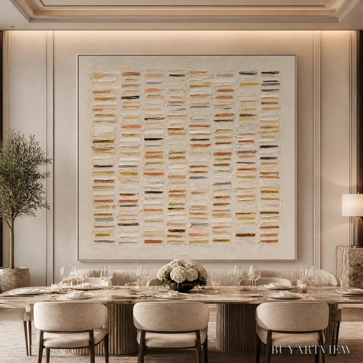 BUYARTVIEW Warm Stone Geometry – Warm Beige Geometric Texture Painting - image 2
