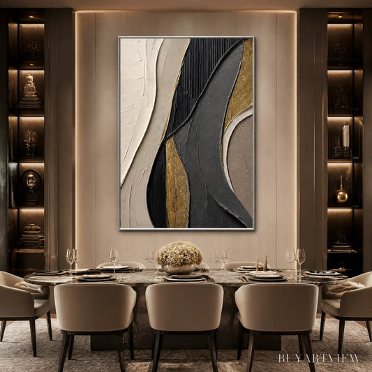 BUYARTVIEW Golden Balance – Black Gold Geometric Abstract - image 2