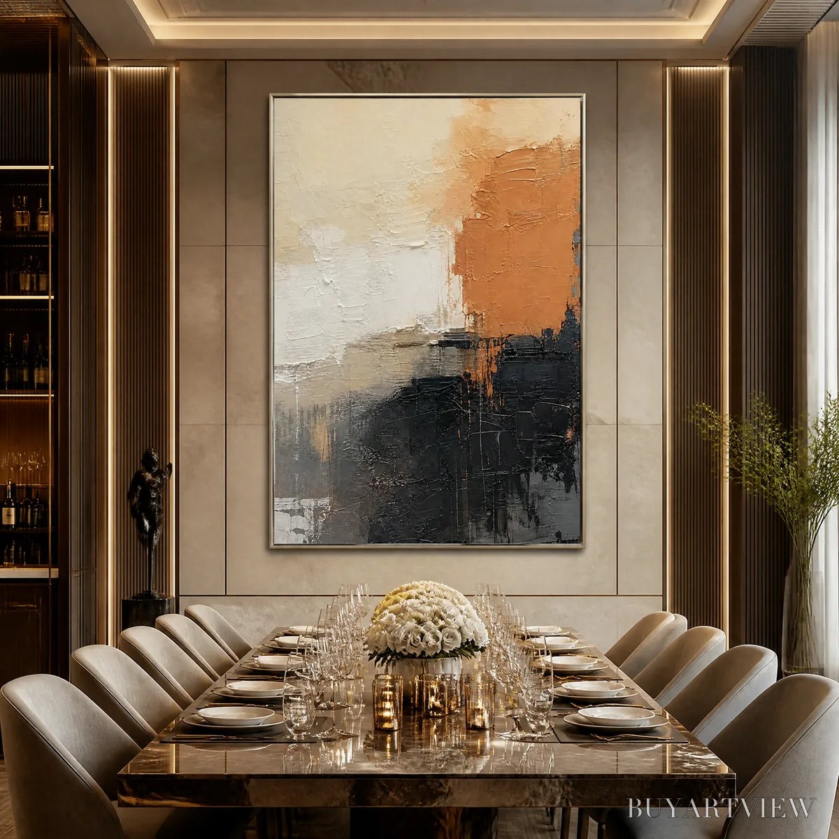 BUYARTVIEW Coral Shadow – Coral Black Neutral Abstract - image 2