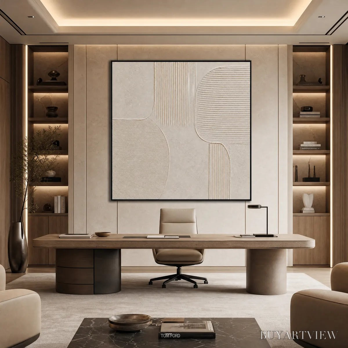 BUYARTVIEW Sanctuary – Large Square Textured Wabi Sabi Abstract Painting - image 2
