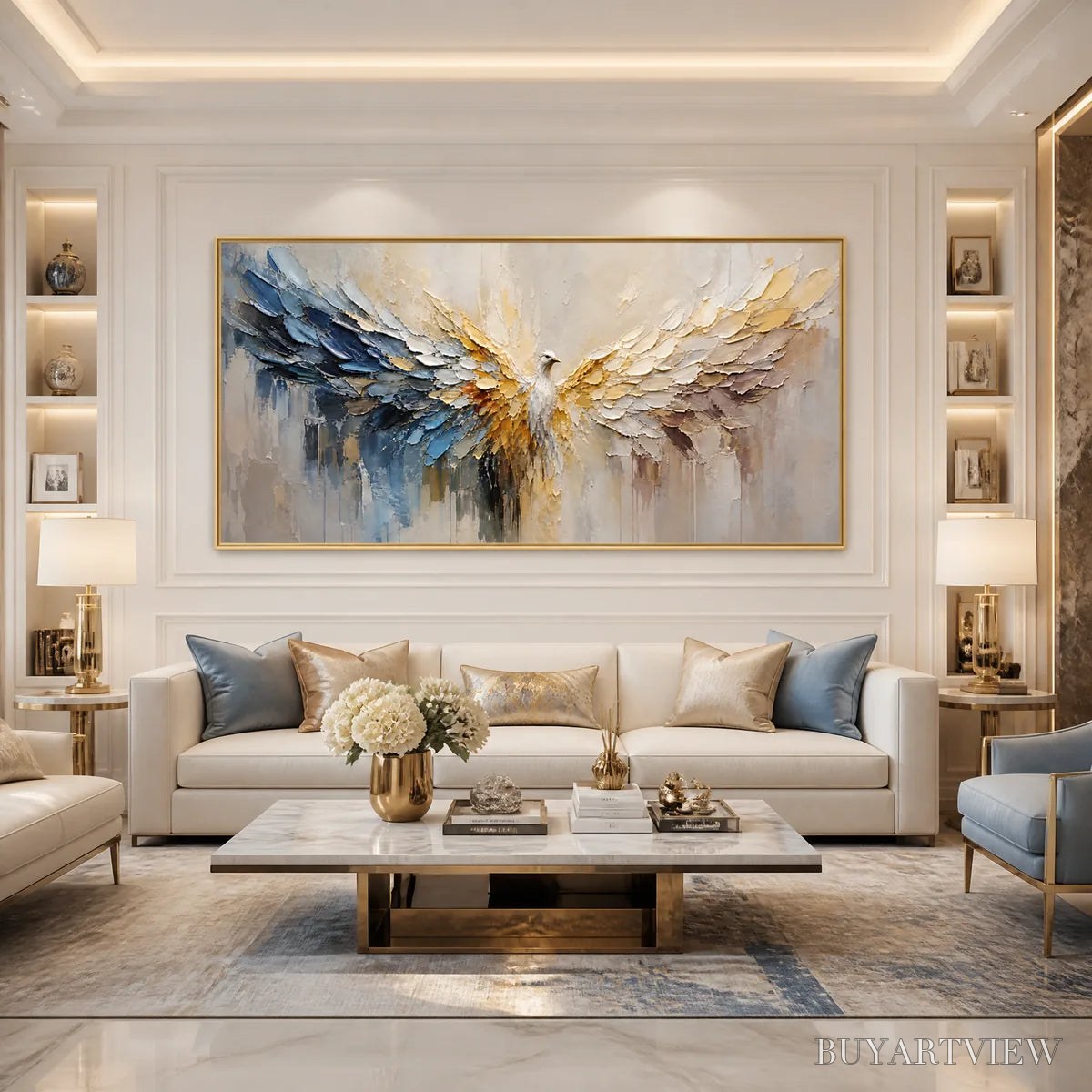BUYARTVIEW Golden Wings – Golden Angel Wings Abstract - image 2
