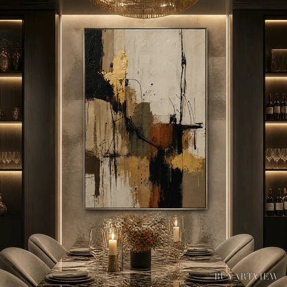 BUYARTVIEW Gold Thread – Black Gold Linear Abstract - image 2