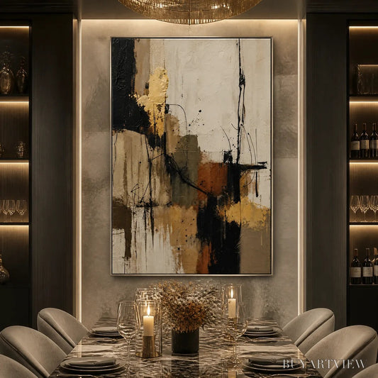 BUYARTVIEW Gold Thread – Black Gold Linear Abstract - image 2